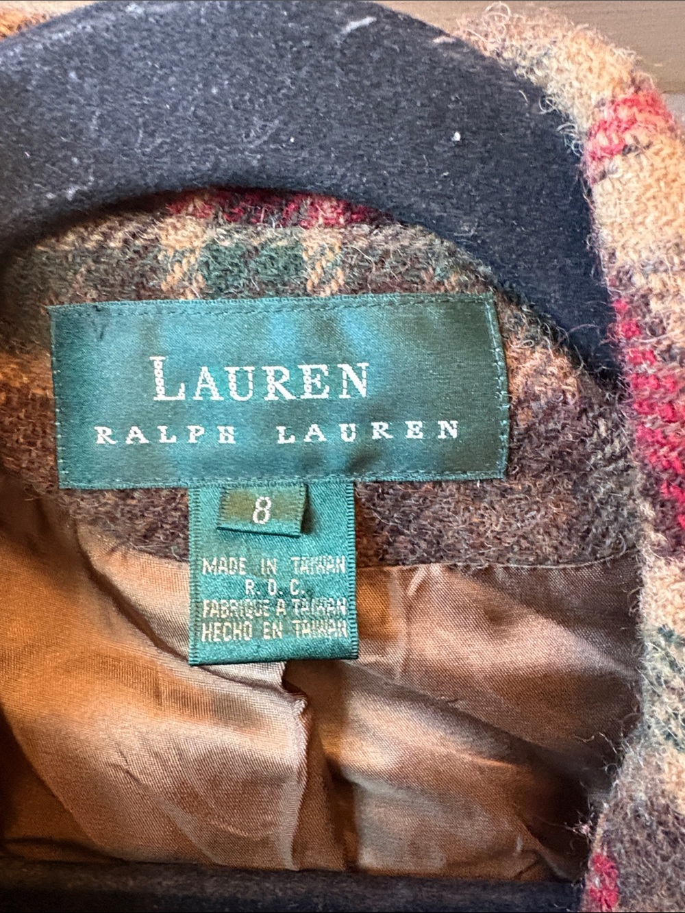 Lauren Ralph Lauren Plaid Wool-Blend Blazer in Olive, Brown & Burgundy - Picture 2 of 7